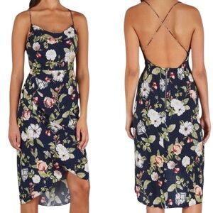 Alice + Olivia Floral Backless Dress - Navy and Multicolor